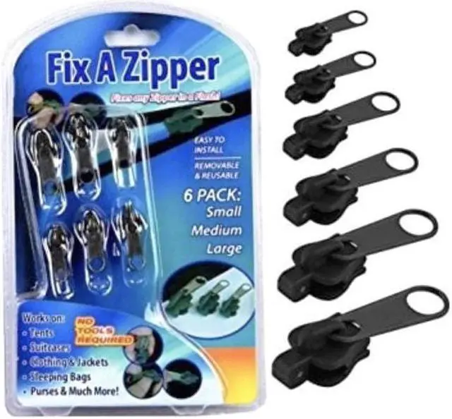 Alt view image 4 of 5 - Universal Zipper Repair Kit - Black (Set of 6 for Quick Repairs)