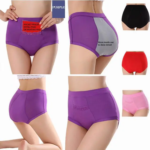 Alt view image 3 of 4 - Aunt Flo's Period Panties with Pocket- Red- XL