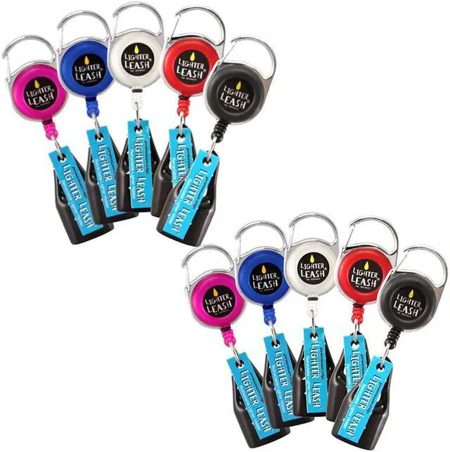 Main image of Premium Lighter Leash Retractable Lighter Holder - Assorted Colors - 10 Pack