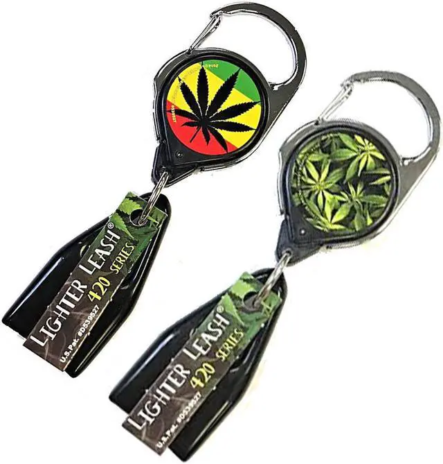 Alt view image 5 of 6 - Lighter Leash The Leaf Retractable Lighter Holder 5 Count