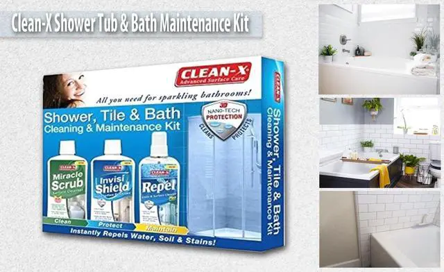 Alt view image 3 of 3 - Clean-X Soil Stain Repellent: Essential Maintenance Kit for Showers and Tubs