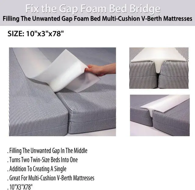 Alt view image 6 of 6 - Foam Bed Bridge  Fill the Gap for Seamless Sleeping (10"x3"x78")