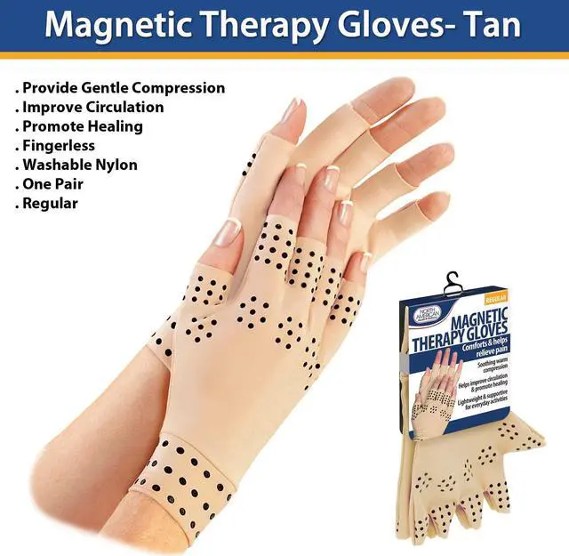 Alt view image 5 of 6 - Magnetic Therapy Gloves-Tan-Regular