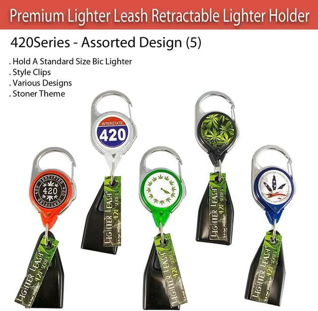 Alt view image 6 of 6 - Lighter Leash The Leaf Retractable Lighter Holder 5 Count