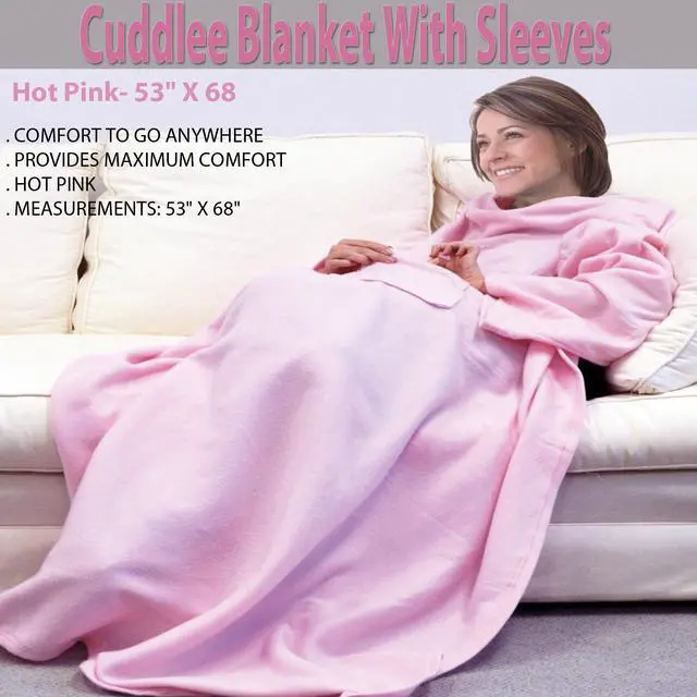 Alt view image 4 of 4 - Cuddlee Blanket With Sleeves- Fleece Blanket (Hot Pink)