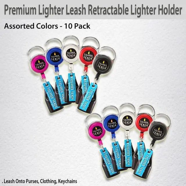 Alt view image 4 of 4 - Premium Lighter Leash Retractable Lighter Holder - Assorted Colors - 10 Pack