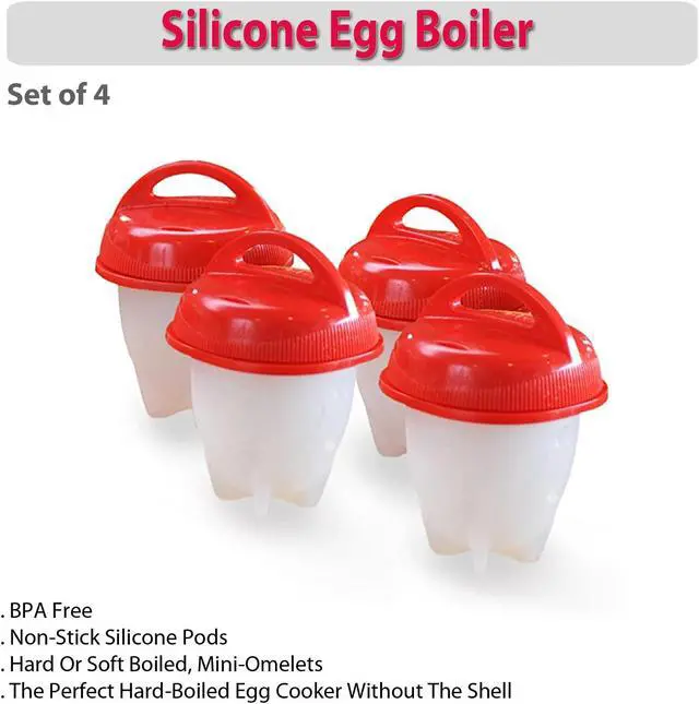 Alt view image 3 of 3 - Silicone Egg Boiler by TV Time Direct - 4-Pack for Effortless Egg Cooking