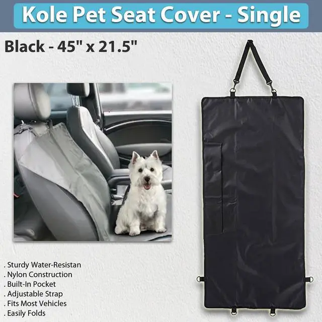 Alt view image 5 of 7 - Kole Single Water-Resistant - Pet Seat Cover - Black - 45" x  21.5"