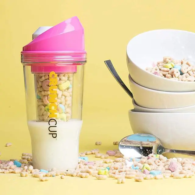 Alt view image 4 of 5 - The CrunchCup - A Portable Cereal Cup  -  Pink