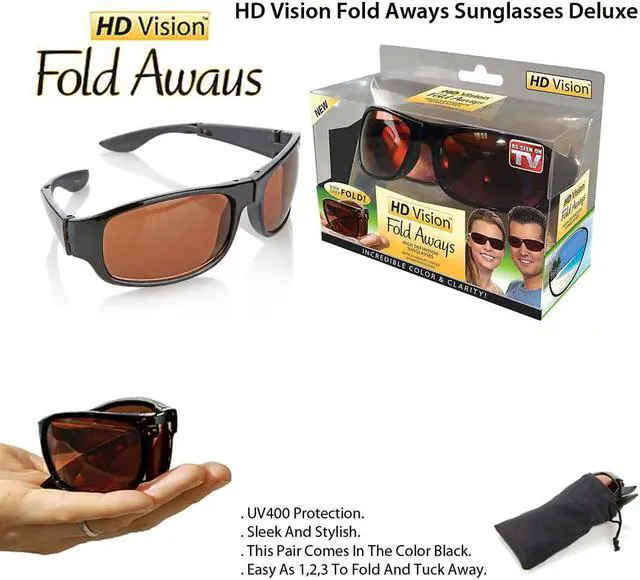 Alt view image 4 of 5 - HD Vision Fold Aways Sunglasses Deluxe- Single (Black)