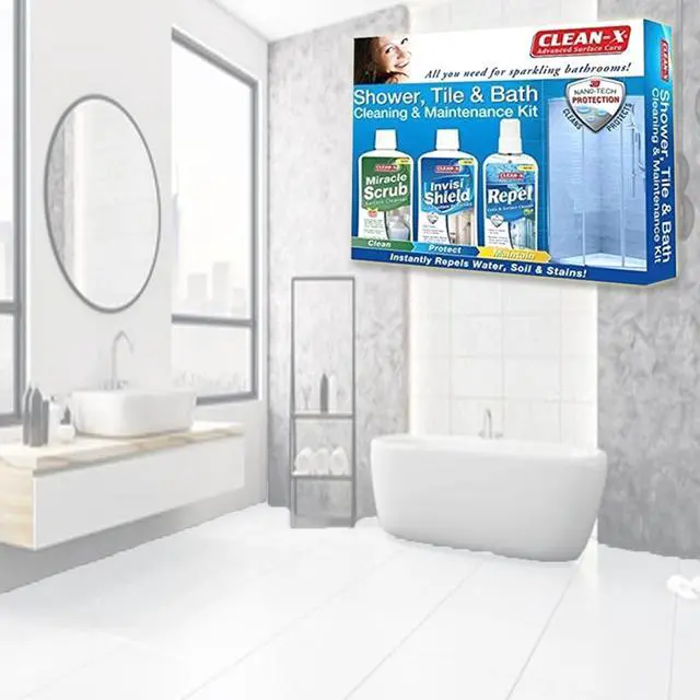 Alt view image 2 of 3 - Clean-X Soil Stain Repellent: Essential Maintenance Kit for Showers and Tubs