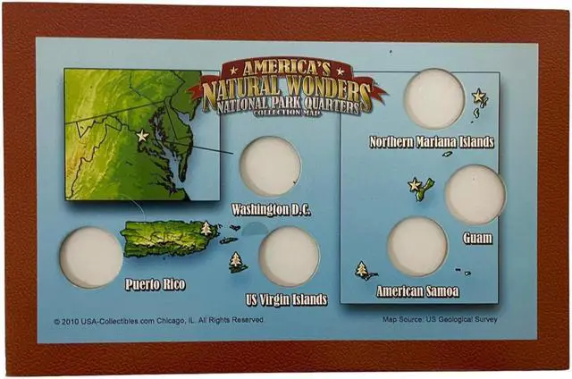 Alt view image 5 of 5 - America's Natural Wonders National Park Quarters Collection Map