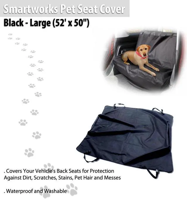 Alt view image 4 of 7 - Smartworks Pet Seat Cover - Black - Large (52' x 50")