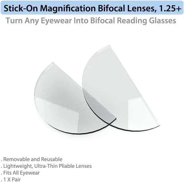 Alt view image 3 of 3 - Stick-On Magnification Bifocal Lenses, 1.25+