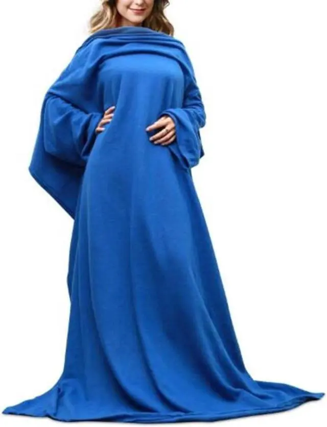 Alt view image 4 of 5 - Cuddlee Blanket with Sleeves in Blue