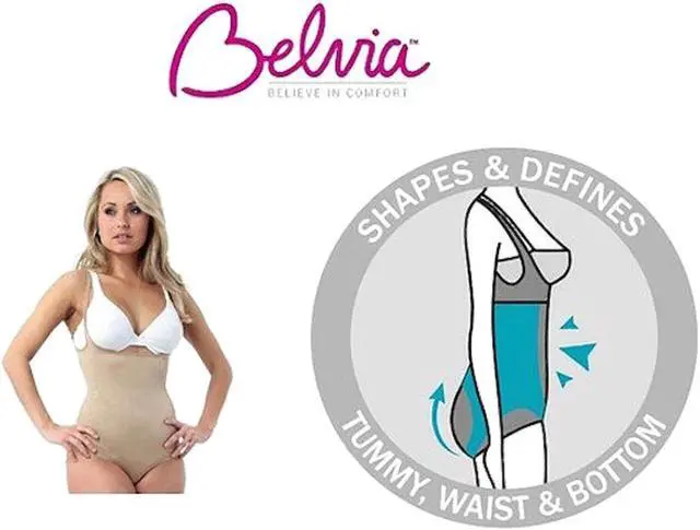 Alt view image 5 of 5 - Belvia Shapewear Slimming Bodysuit, Beige (XXX-Large)