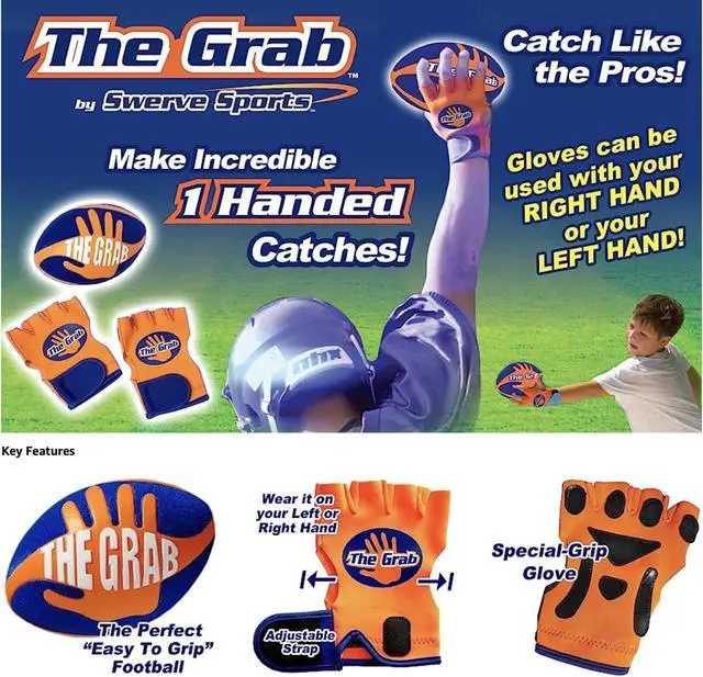 Alt view image 7 of 7 - The Grab by Swerve Ball -Super Grip Football (3 Gloves)