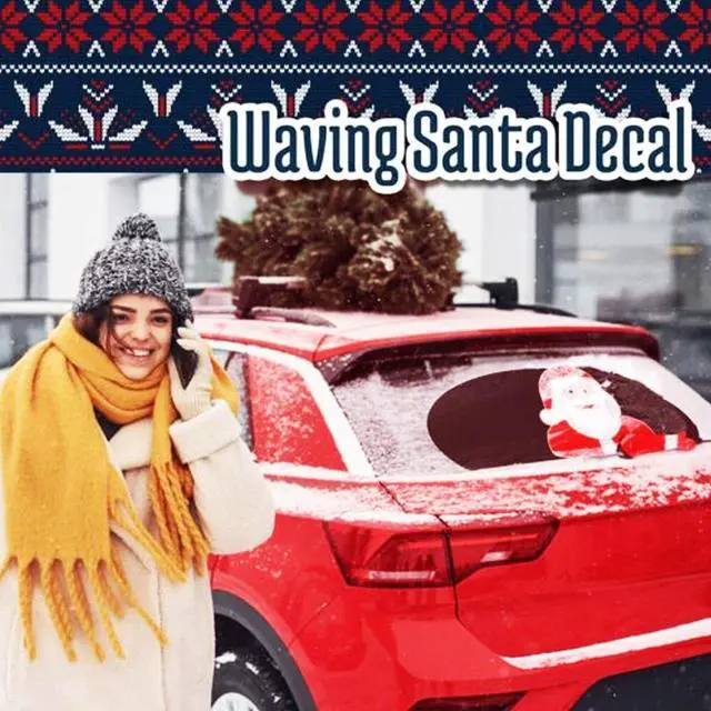 Alt view image 5 of 5 - Waving Santa Decal