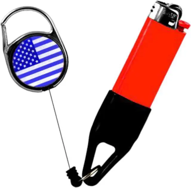 Main image of Lighter Leash Retractable Lighter Holder Back the Blue Flag Standard Size(1)