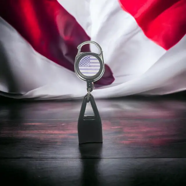 Alt view image 3 of 5 - Lighter Leash Retractable Lighter Holder Back the Blue Flag Standard Size(1)