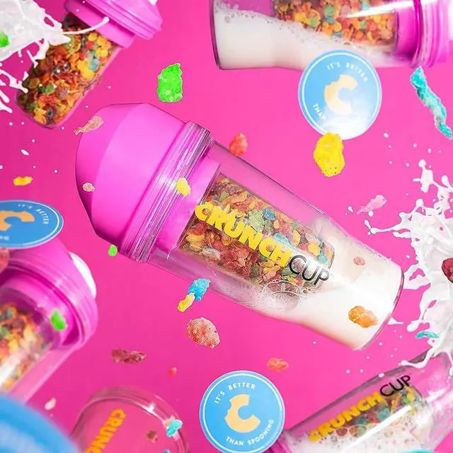 Alt view image 3 of 5 - The CrunchCup - A Portable Cereal Cup  -  Pink