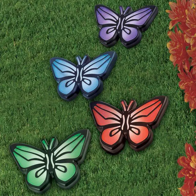 Alt view image 2 of 4 - Butterfly Lights - All Weather Solar Butterfly Light - 4 Piece Set