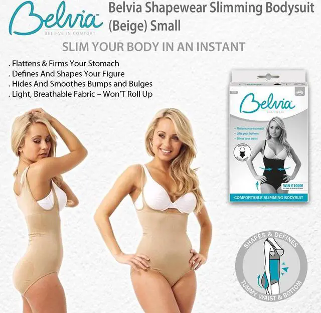 Alt view image 4 of 4 - Belvia Shapewear Slimming Bodysuit (Beige) Small