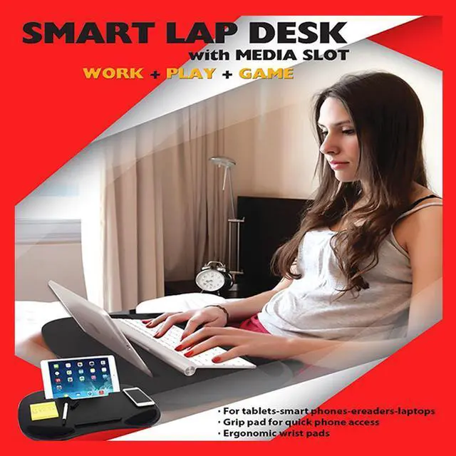 Alt view image 2 of 5 - Smart Lap Desk with Media Slot (Black)