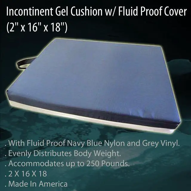 Alt view image 4 of 4 - Incontinent Gel Cushion with Fluid-Proof Cover for Maximum Comfort  (2" x 16" x 18")