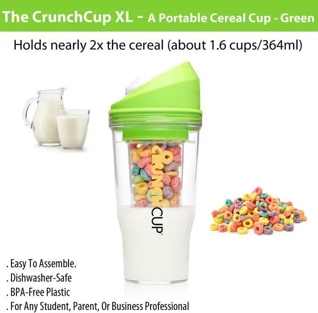 Alt view image 4 of 4 - The CrunchCup XL - A Portable Cereal Cup  -  Green