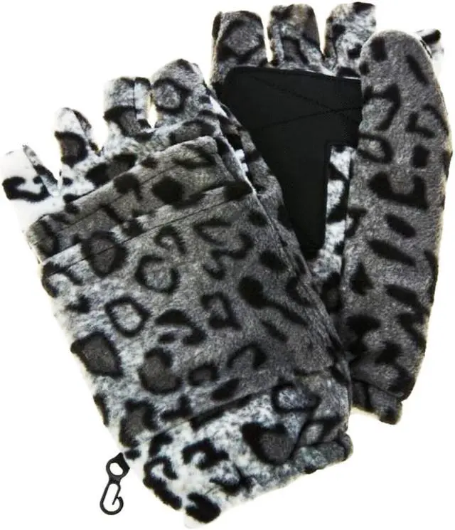 Alt view image 3 of 5 - Hot Headz Polarex Fleece Glomitts - Trendy Snow Leopard Design for Winter