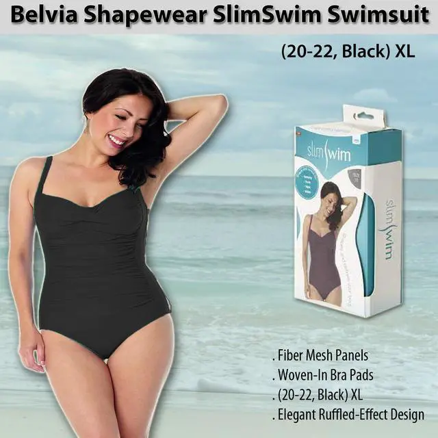 Alt view image 5 of 5 - Belvia Shapewear Slimswim Swimsuit (20-22, Black) XL