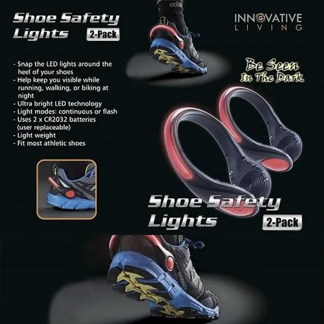 Alt view image 3 of 3 - Shoe Safety Lights  2-Pack for Night Visibility