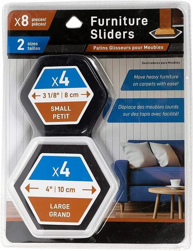 Main image of Furniture Sliders - 8 pieces-2 sizes(4 Small & 4 Large)
