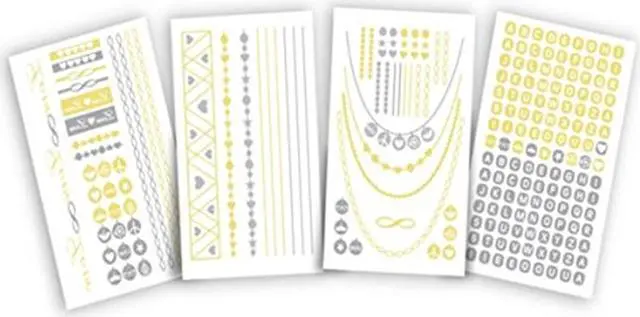 Main image of Hot Jewels - Metallic Temporary Tattoos - Peace & Love