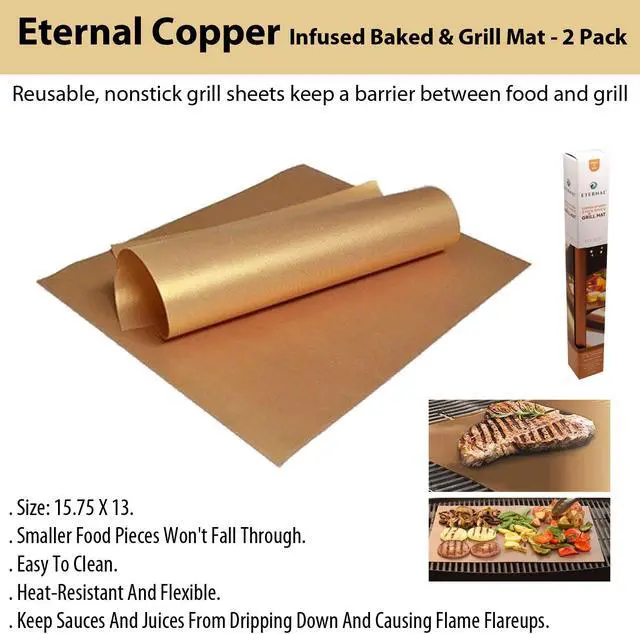 Alt view image 6 of 6 - Eternal Copper Infused Baked & Grill Mat - 2 Pack