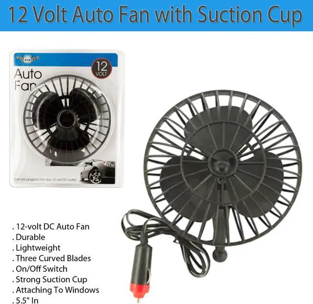Alt view image 4 of 4 - 12 Volt Auto Fan with Suction Cup