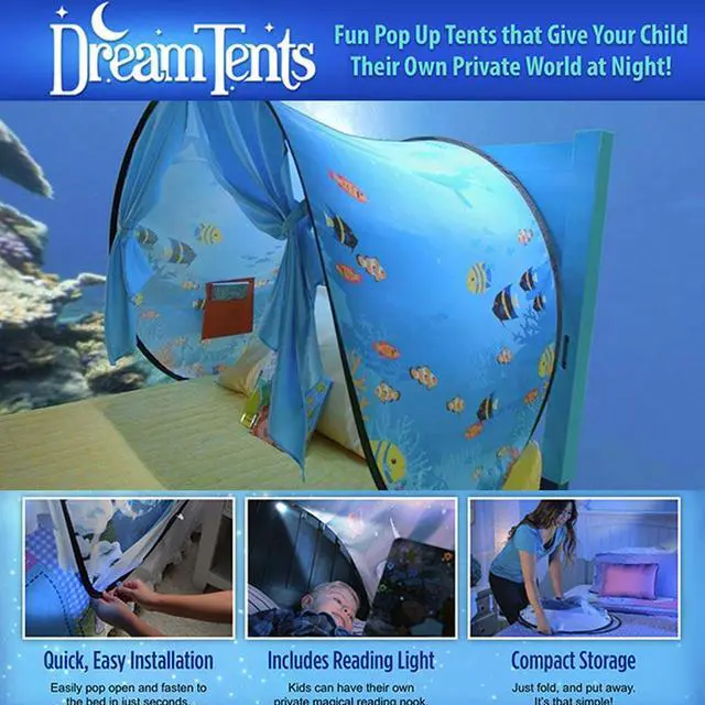 Alt view image 5 of 5 - DreamTents Fun Pop Up Tent - Undersea World - Twin (w/ Light)
