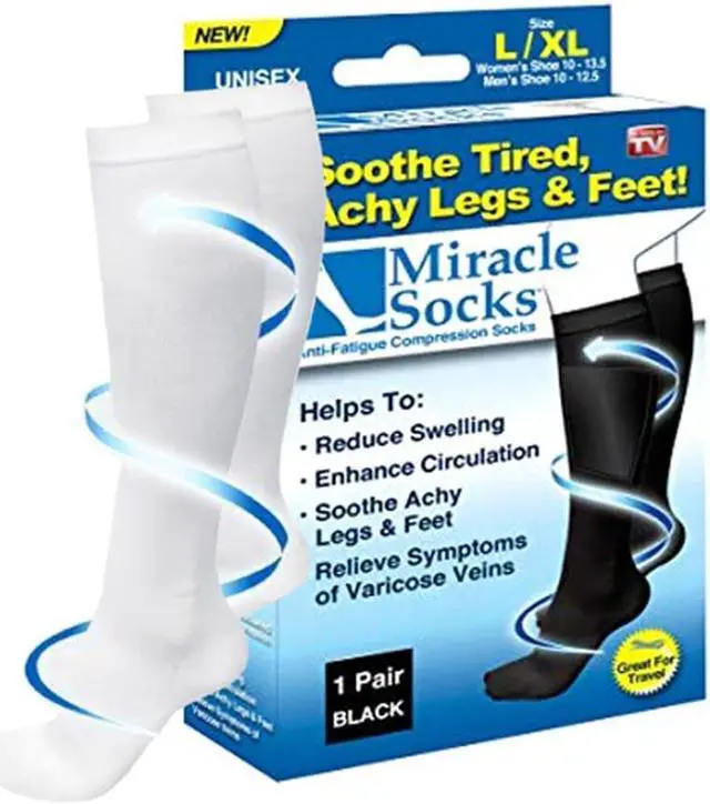 Alt view image 2 of 7 - Miracle Anti-Fatigue Compression Socks - White, Small/Medium