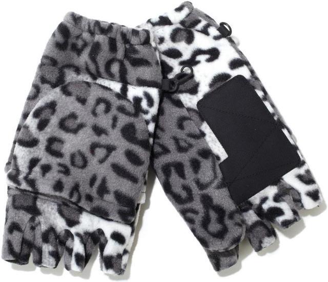 Alt view image 2 of 5 - Hot Headz Polarex Fleece Glomitts - Trendy Snow Leopard Design for Winter