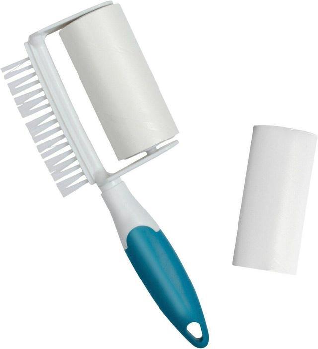 Alt view image 2 of 6 - Reusable Lint Remover - 2-In-1 Pet Hair Sticky Roller With Brush for Clothes