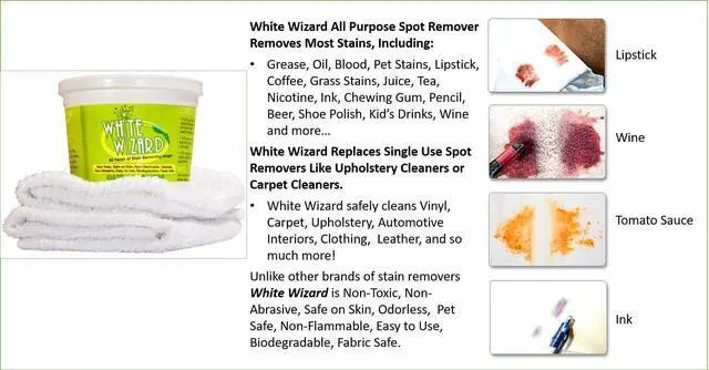 Alt view image 4 of 7 - White Wizard All Purpose Stain Remover - Grease Shoe Polish Oil Stains Without Water 10 Fl. Oz.