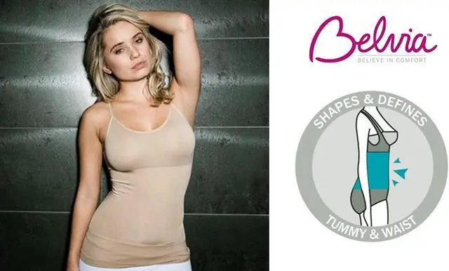 Alt view image 2 of 3 - Belvia Shapewear Slimming Top (Beige) Large 16-18