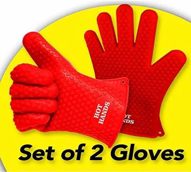 Alt view image 4 of 5 - Hot Hands Heat-Resistant Non-Slip Silicone Cooking Gloves - Two Pack