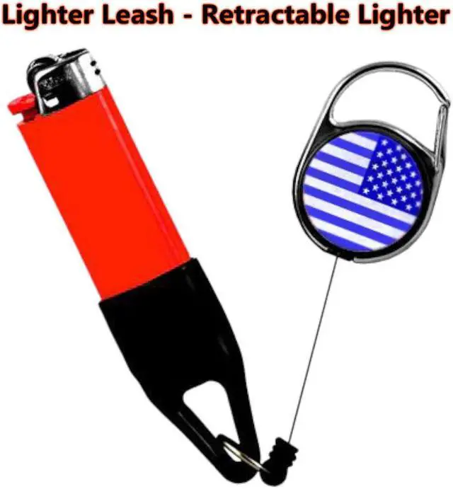 Alt view image 4 of 5 - Lighter Leash Retractable Lighter Holder Back the Blue Flag Standard Size(1)