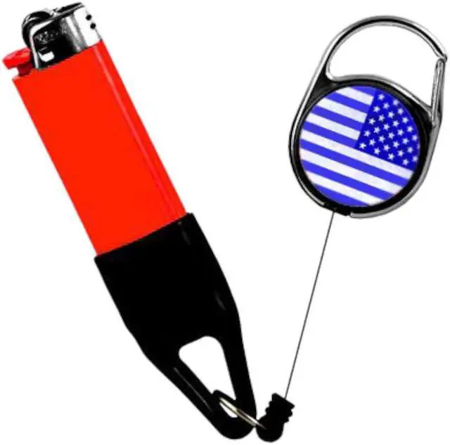 Alt view image 5 of 5 - Lighter Leash Retractable Lighter Holder Back the Blue Flag Standard Size(1)