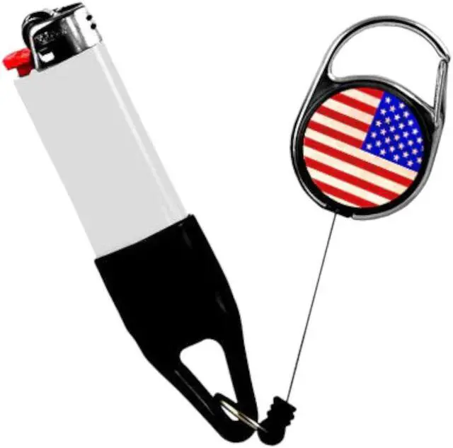 Alt view image 4 of 4 - Lighter Leash Retractable Lighter Holder - American Flag- Standard Size(1)