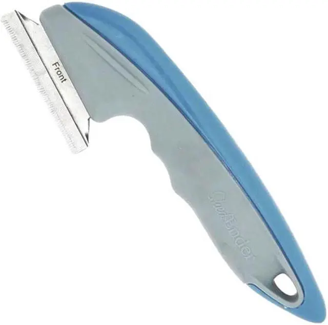 Alt view image 3 of 7 - ASOTV Shed Ender Professional De-Shedding Tool for Dogs & Cats Color Silver & Blue