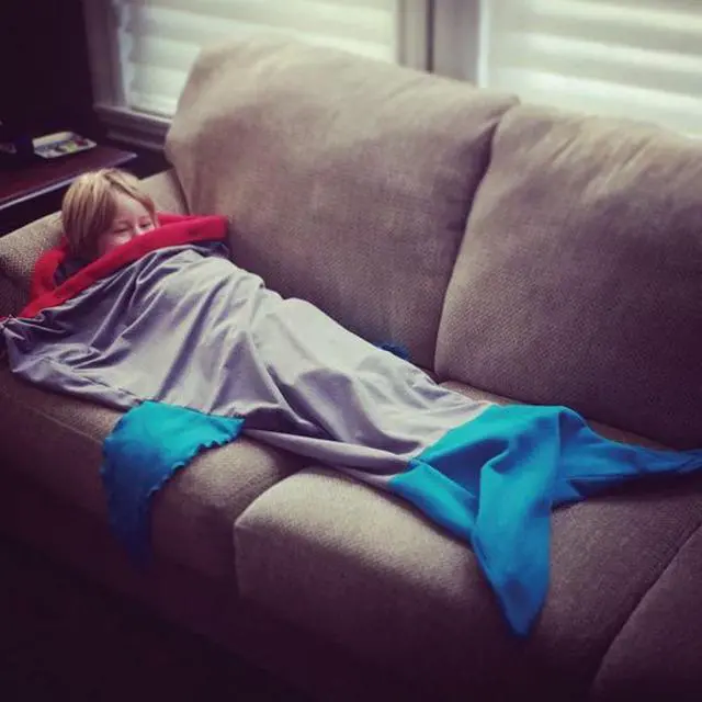 Alt view image 6 of 6 - Shark Bite Fleece Wearable Blanket for Kids