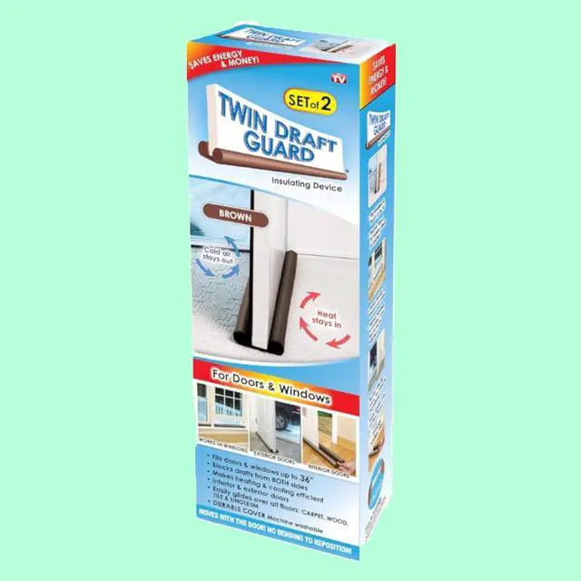 Alt view image 5 of 5 - Twin Draft Guard For Doors & Windows- Cold Air Heating-  Brown- Set of 2